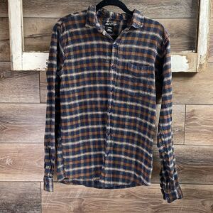 Canyon Club Men’s Flannel Long Sleeve Shirt, Size Large, Brown,Blue and White